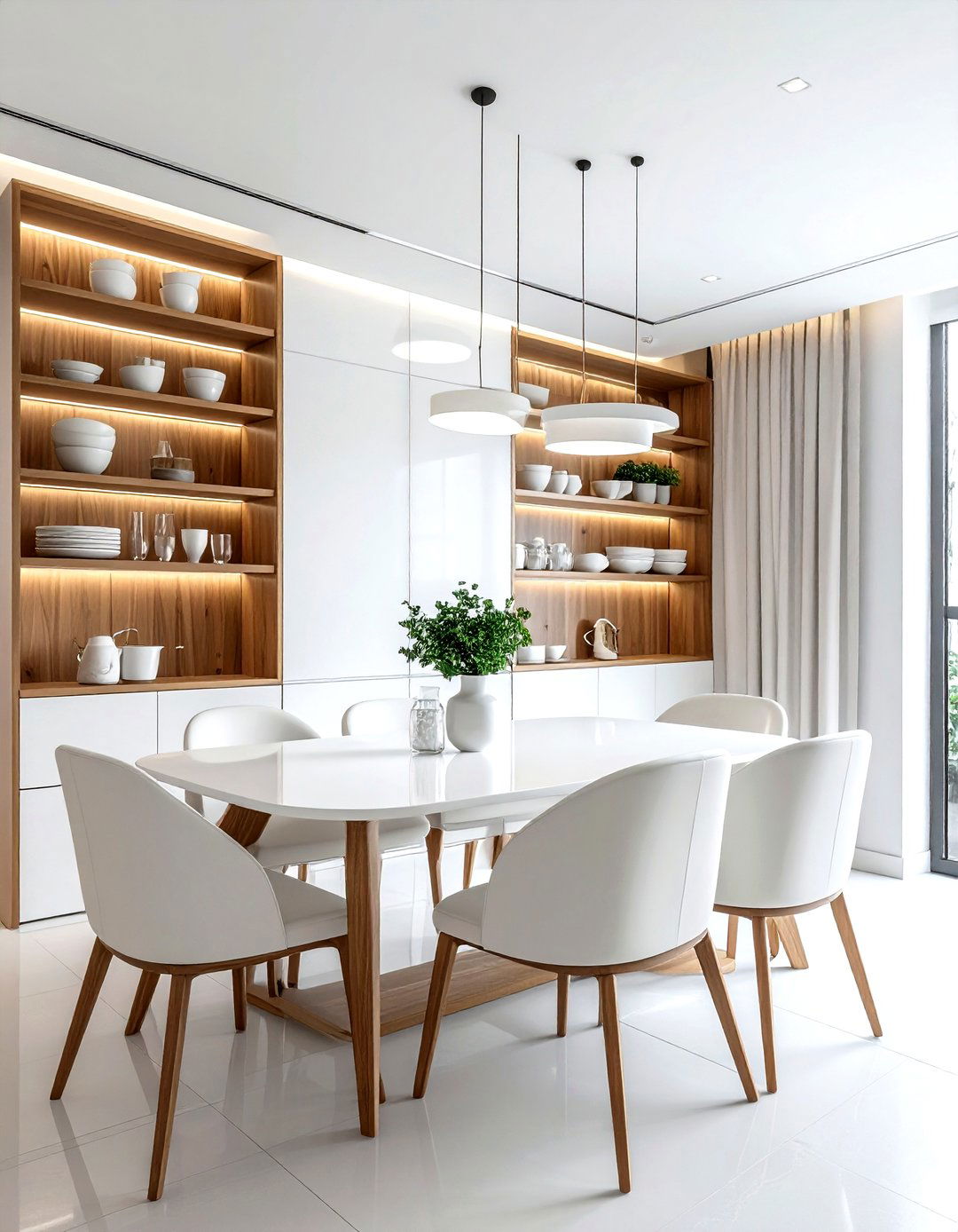 Built in dining room shelving - 30 Fixer Upper dining room ideas