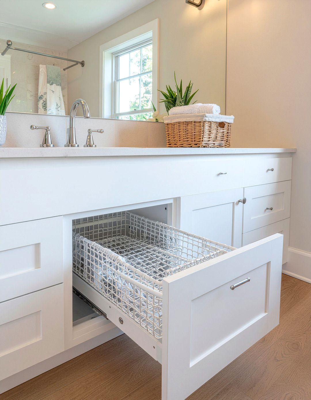 Built in laundry hamper - 30 bathroom clutter-free ideas