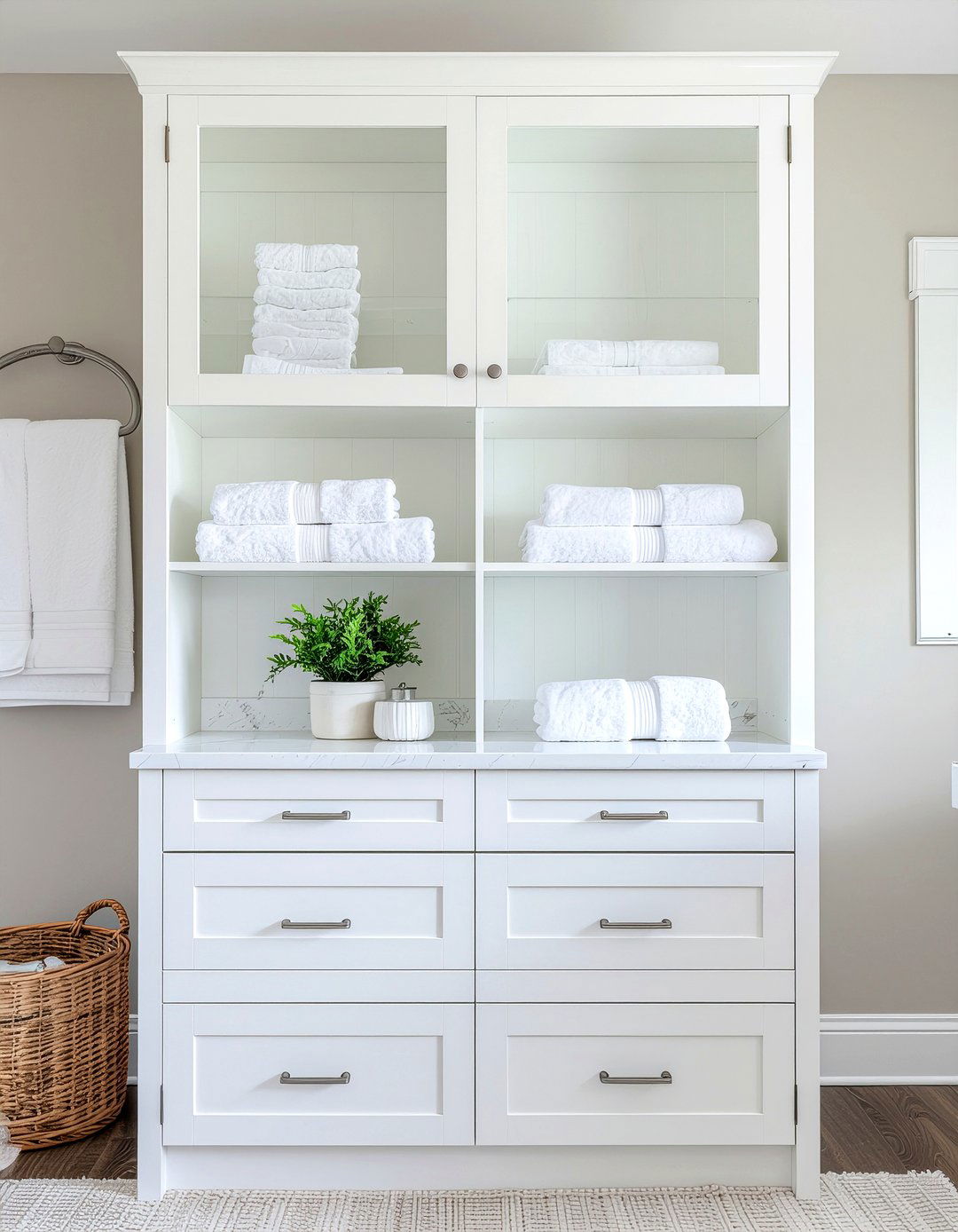 Built in linen cabinet - 30 bathroom creative storage ideas