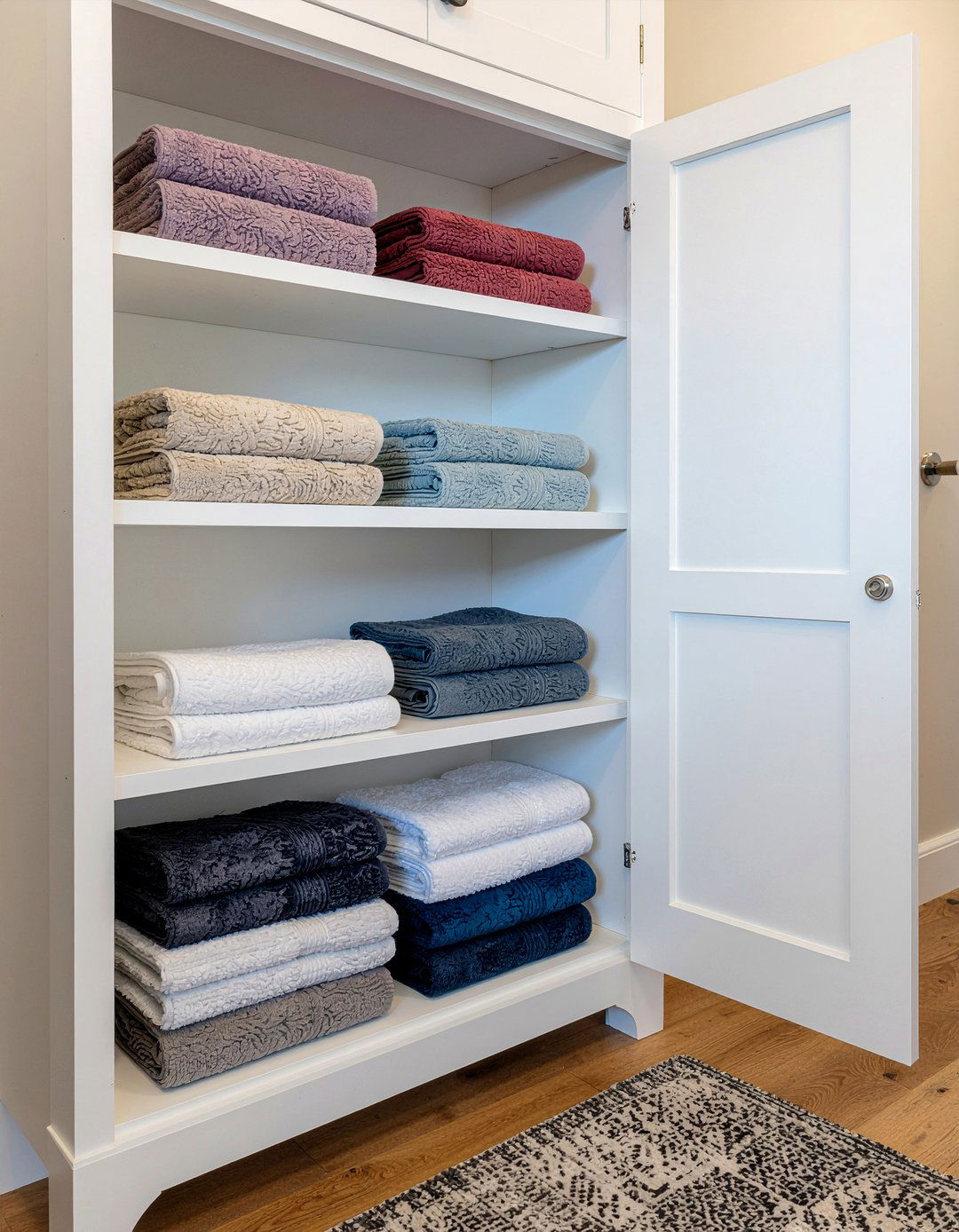 Built in linen cabinet - 30 bathroom towel ideas