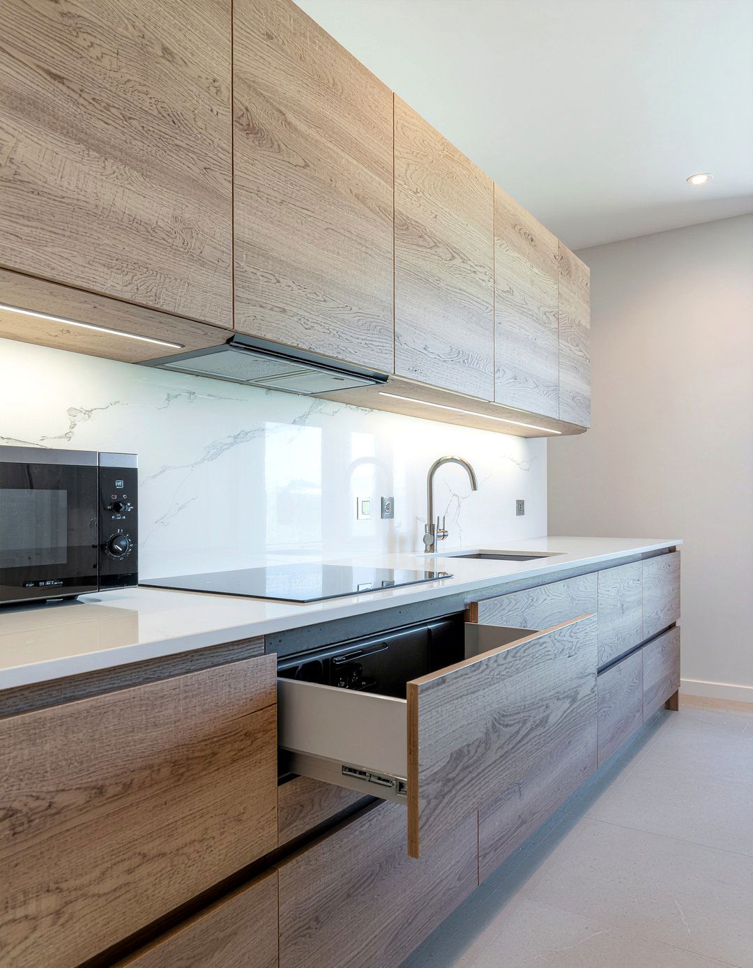 Built in microwave cabinet - 30 kitchen feature ideas