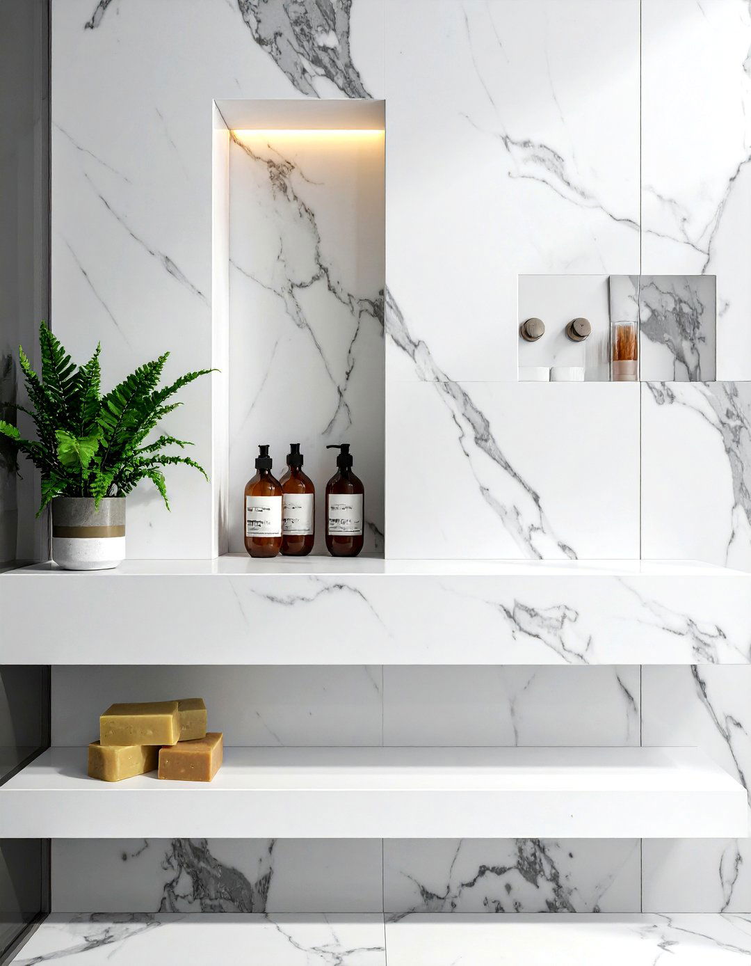 Built in niche - 30 bathroom remodel ideas