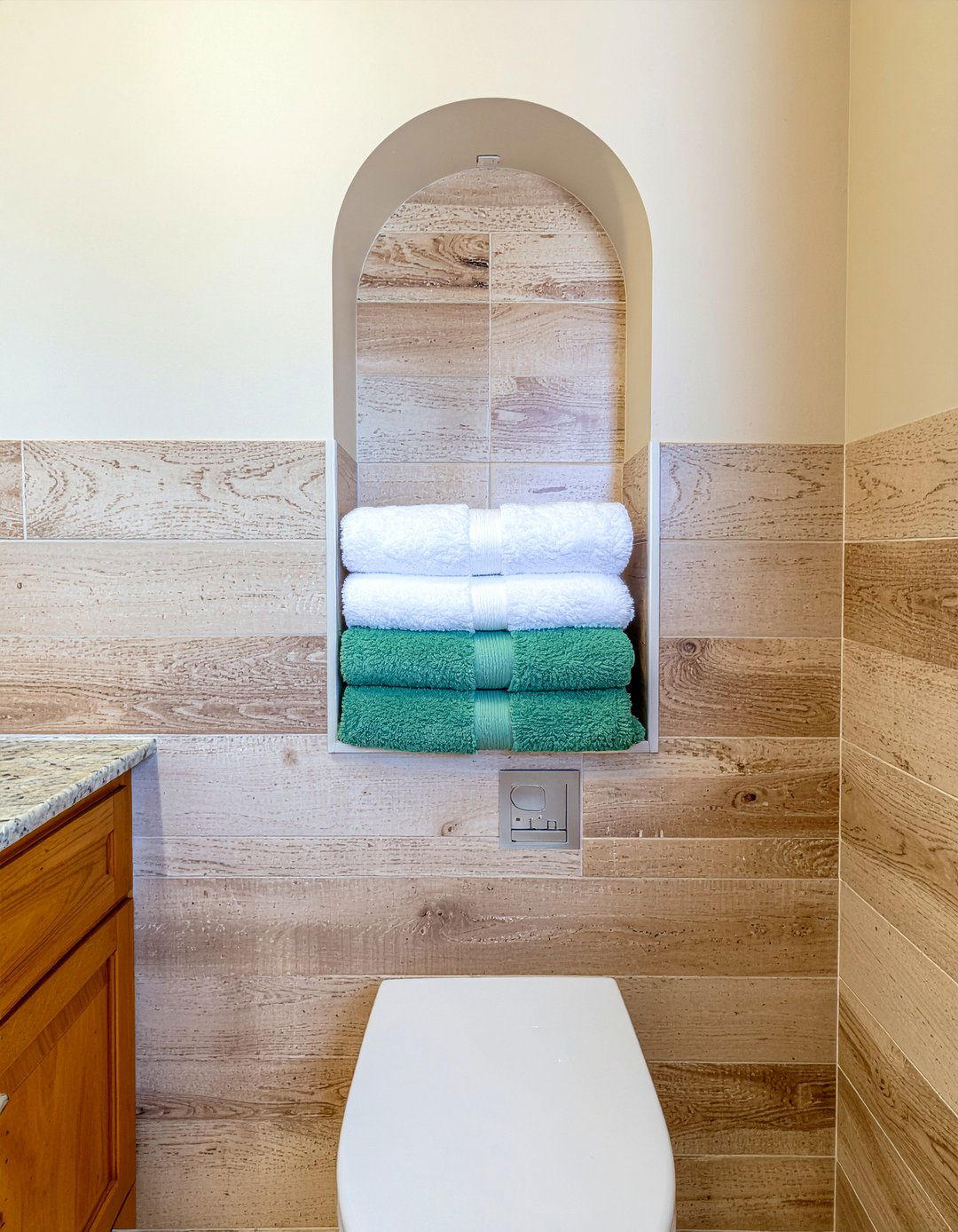 Built in niche - 30 bathroom towel display ideas