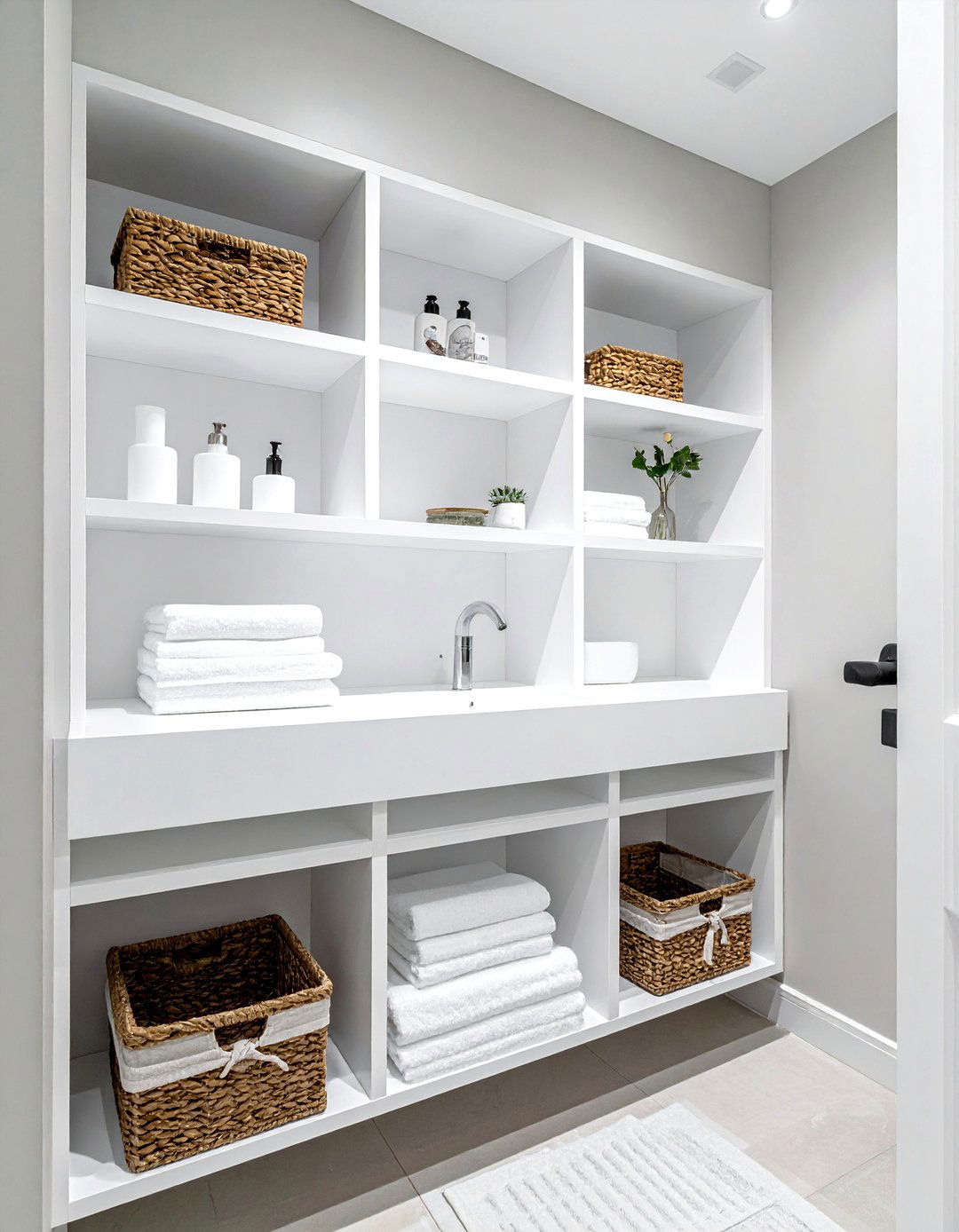 Built in shelving - 30 bathroom wall decor ideas