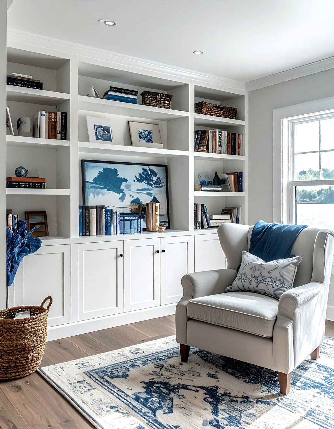 Built in shelving living room - 30 living room lake house furniture ideas