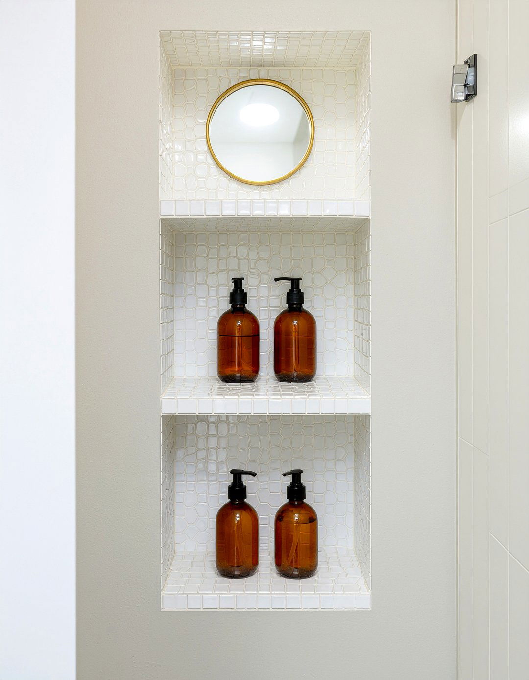 Built in storage niche - 30 bathroom half wall ideas