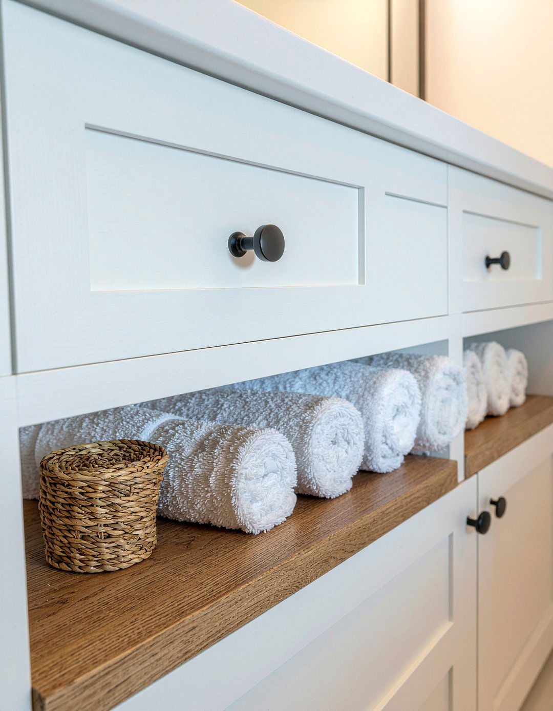 Built in vanity shelves - 30 bathroom shelving unit ideas