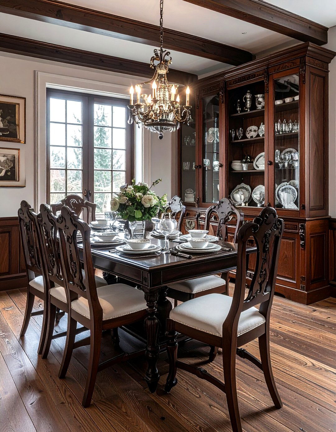 Built in wood hutch - 30 Tudor dining room ideas