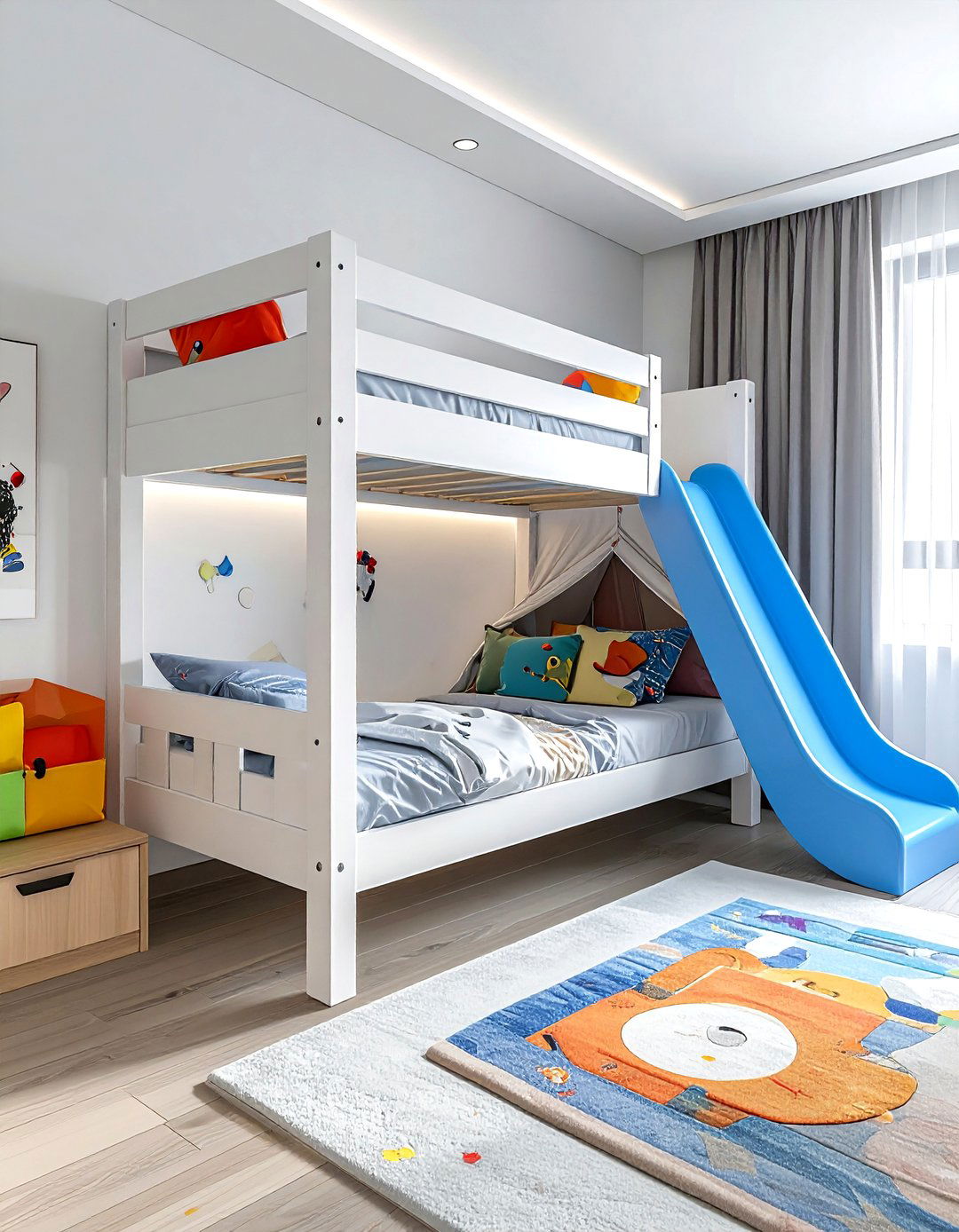 Bunk Bed With Slide - 30 kids room decor ideas