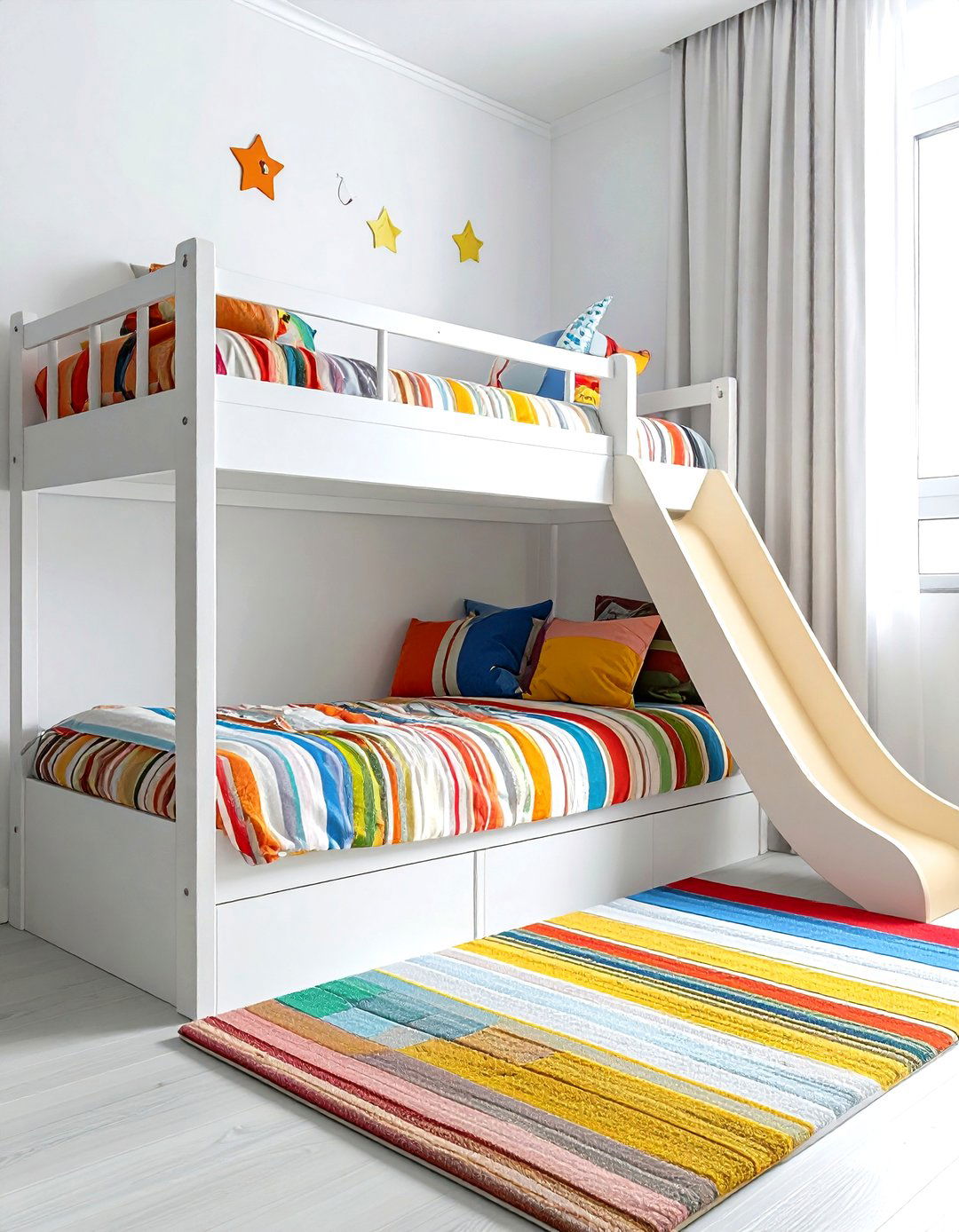 Bunk bed with slide - 30 children's room decor ideas