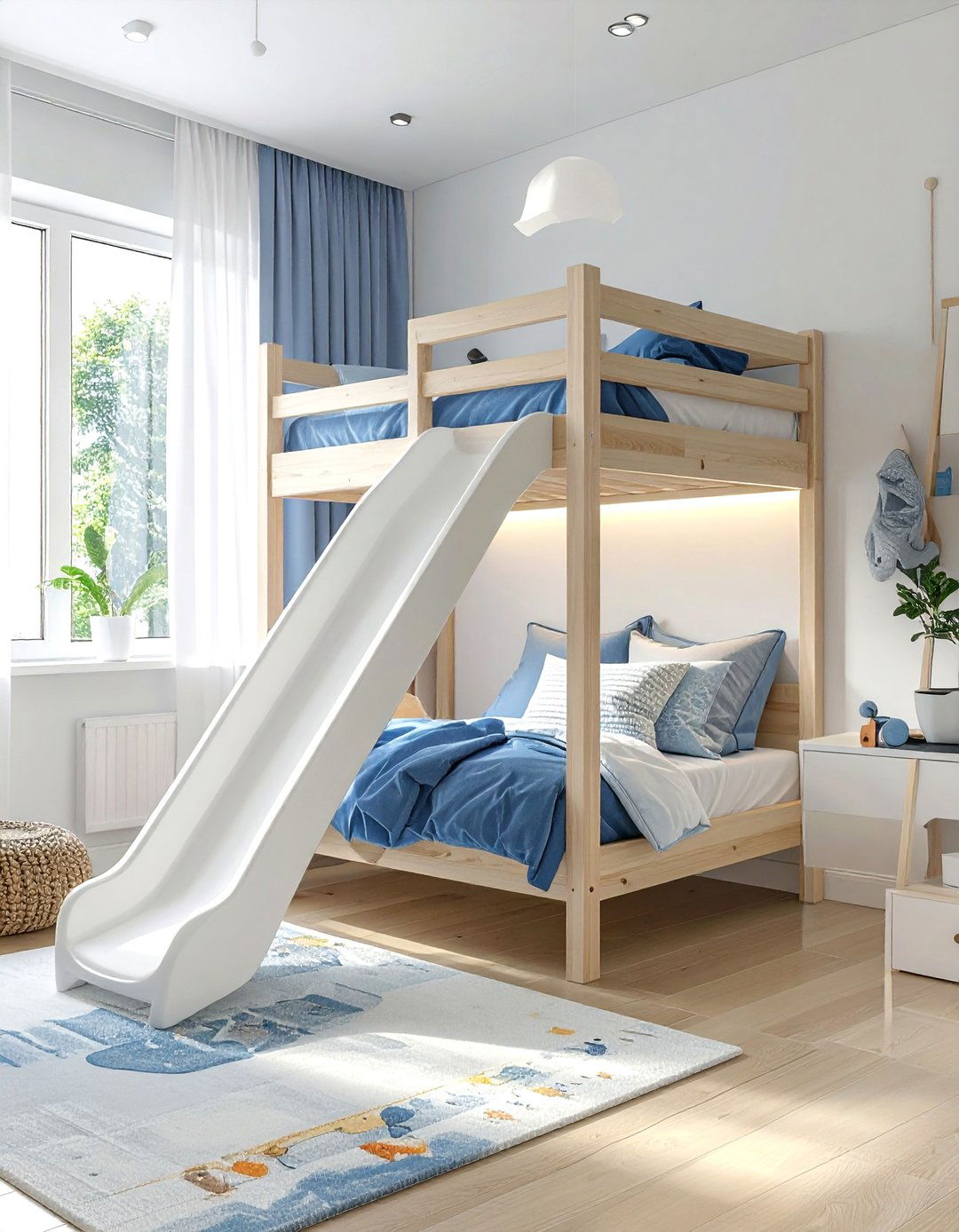 Bunk bed with slide - 30 kid-friendly decor ideas