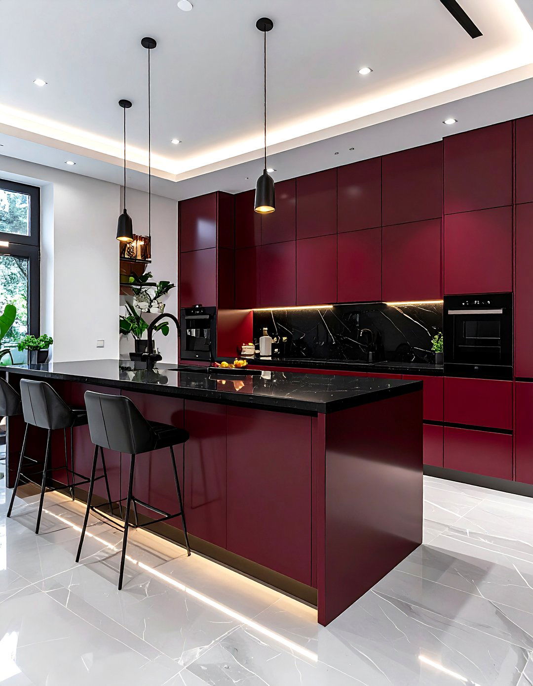 Burgundy And Black Kitchen - 30 burgundy kitchen color schemes