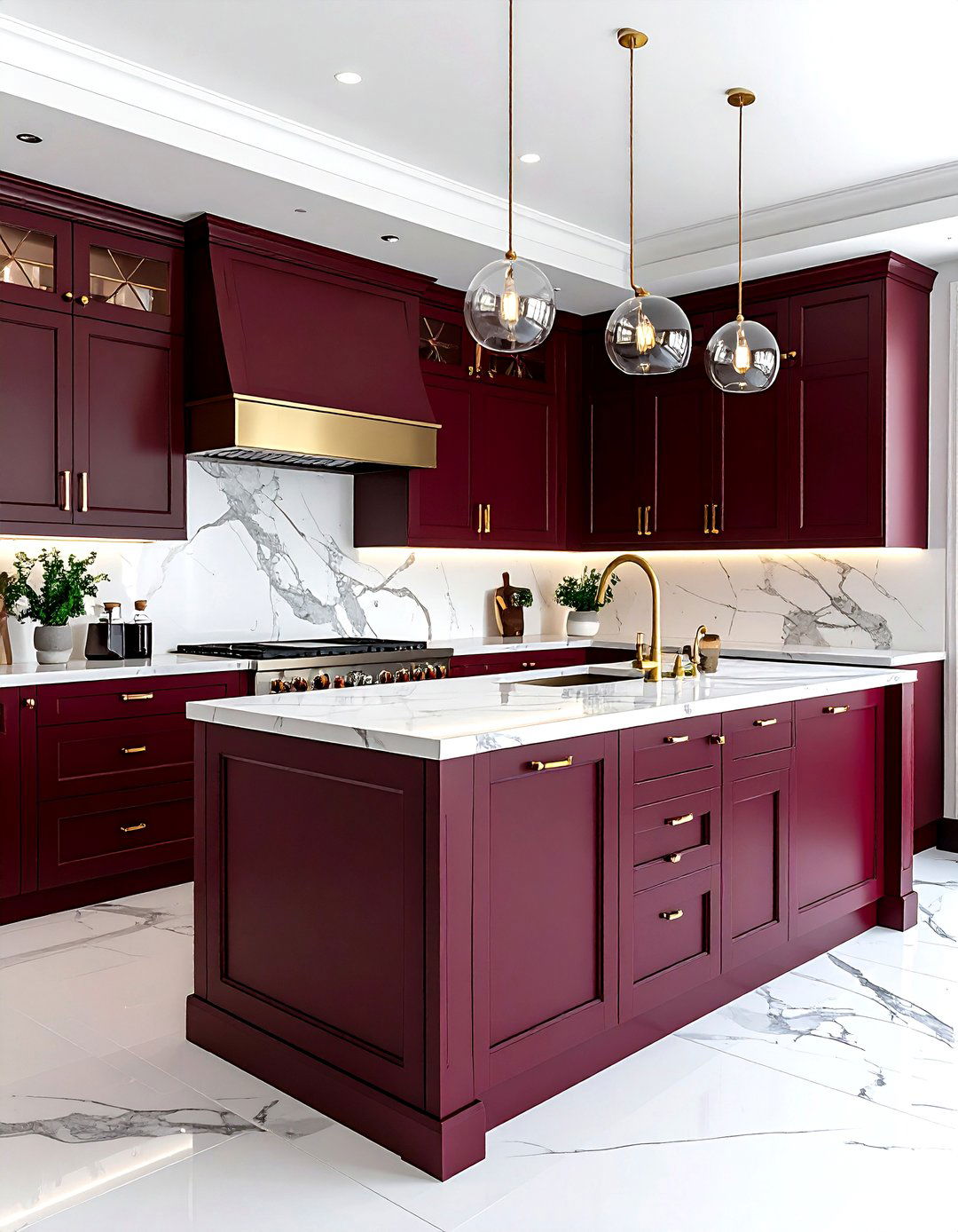Burgundy And Brass Hardware Kitchen - 30 burgundy kitchen color schemes