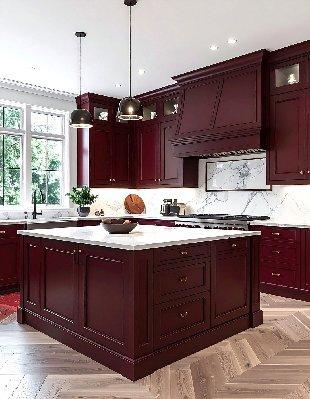 Burgundy And Dark Wood Kitchen - 30 burgundy kitchen color schemes