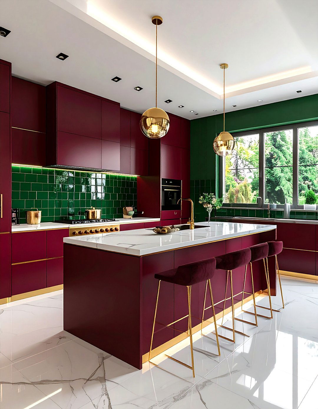Burgundy And Emerald Green Kitchen - 30 burgundy kitchen color schemes