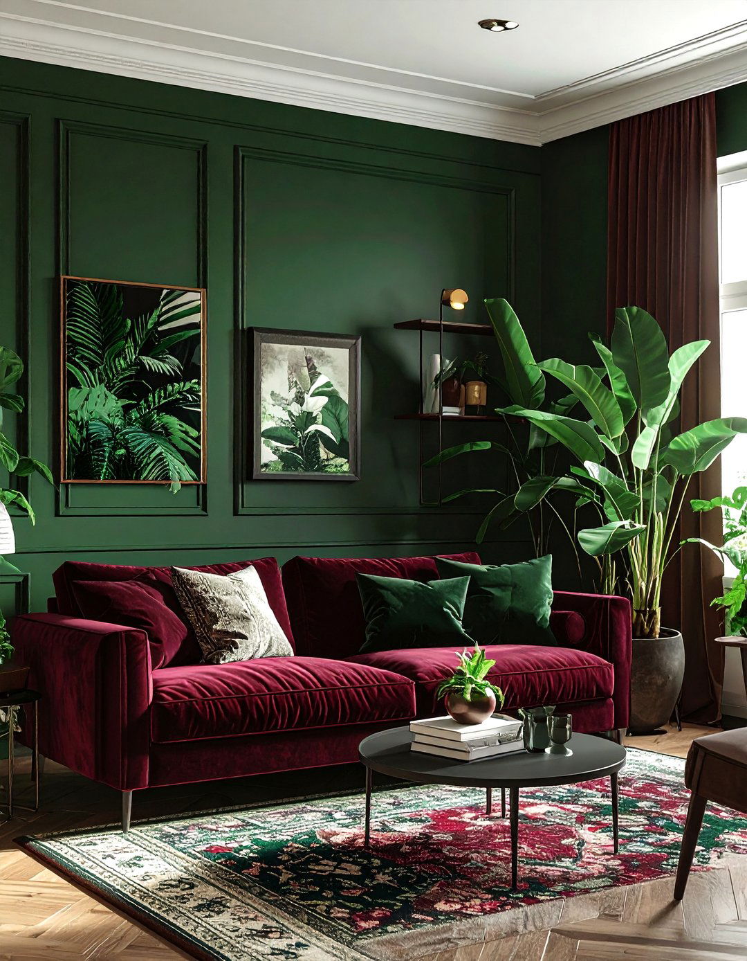 Burgundy And Forest Green Living Room - 30 burgundy living room color schemes