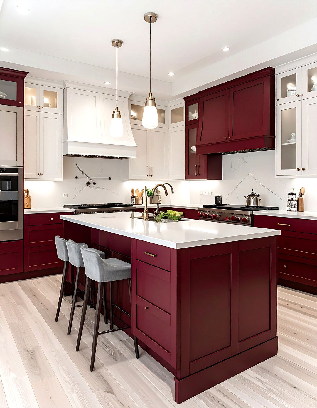 Burgundy And Off White Kitchen - 30 burgundy kitchen color schemes