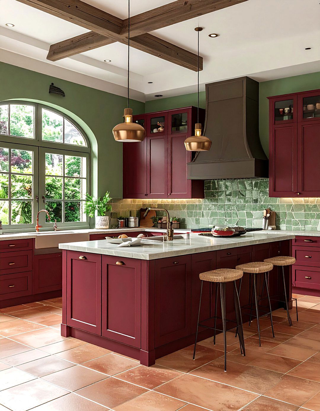 Burgundy And Sage Green Kitchen - 30 burgundy kitchen color schemes