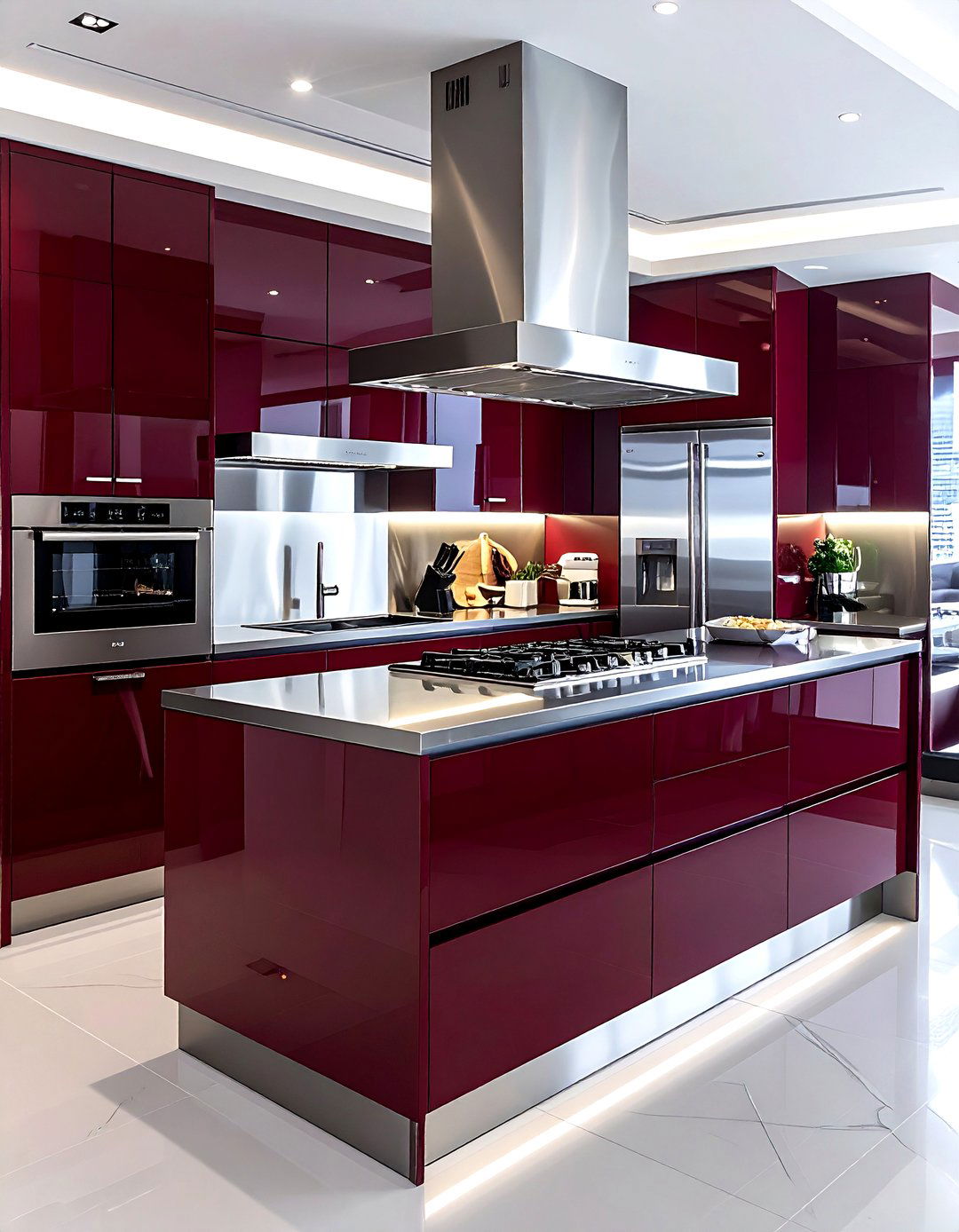 Burgundy And Stainless Steel Kitchen - 30 burgundy kitchen color schemes