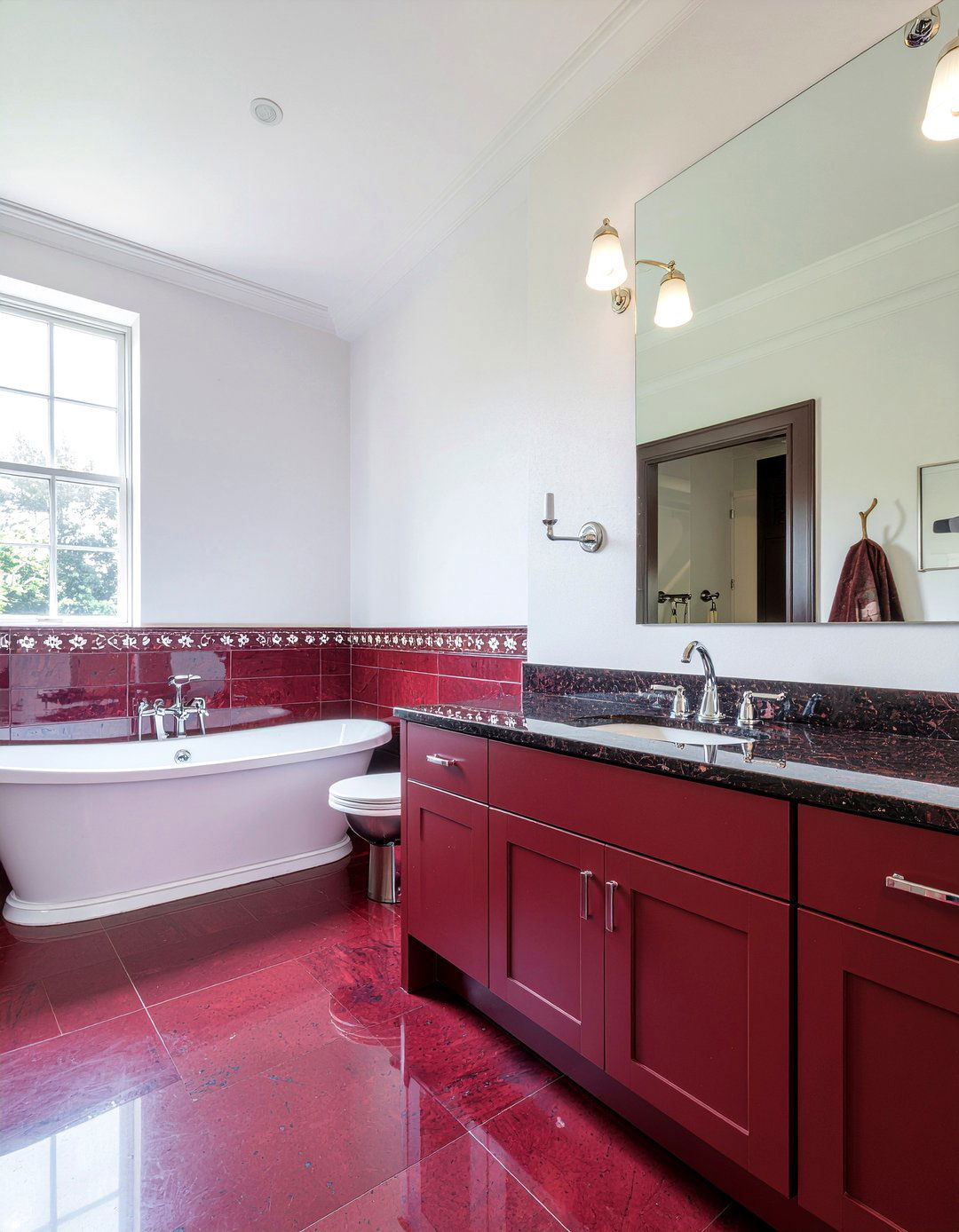 Burgundy Bathroom - 30 monochromatic bathroom ideas