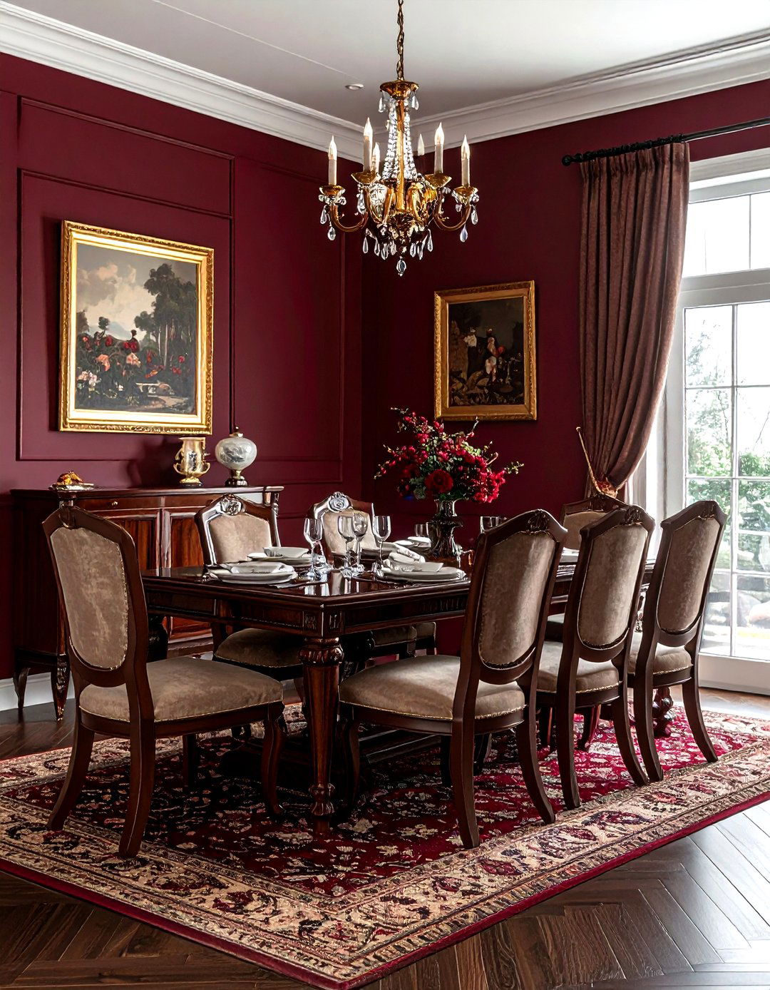 Burgundy Dining Room - 30 dining room paint color ideas