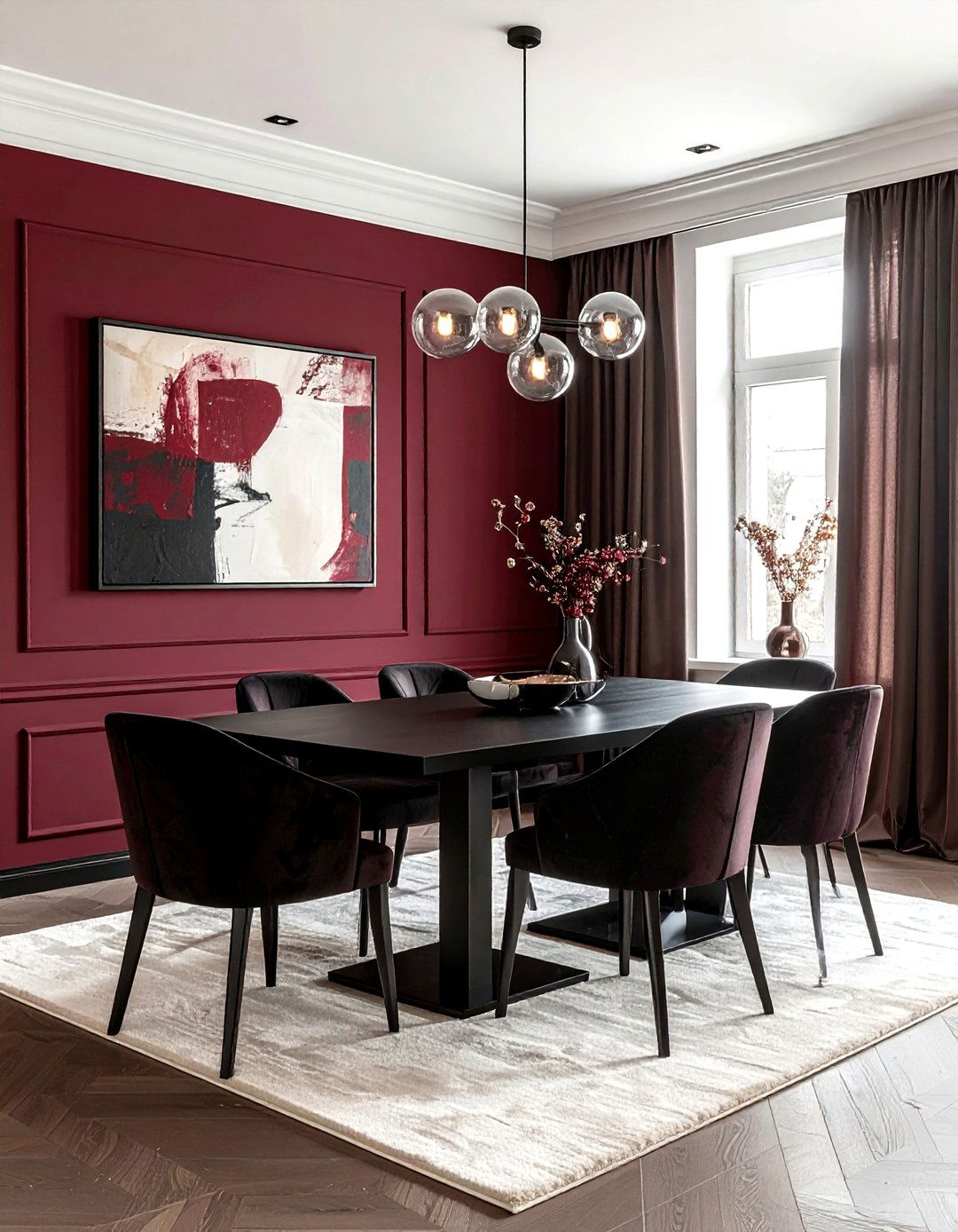 Burgundy Dining Room Wall - 30 accent wall paint ideas
