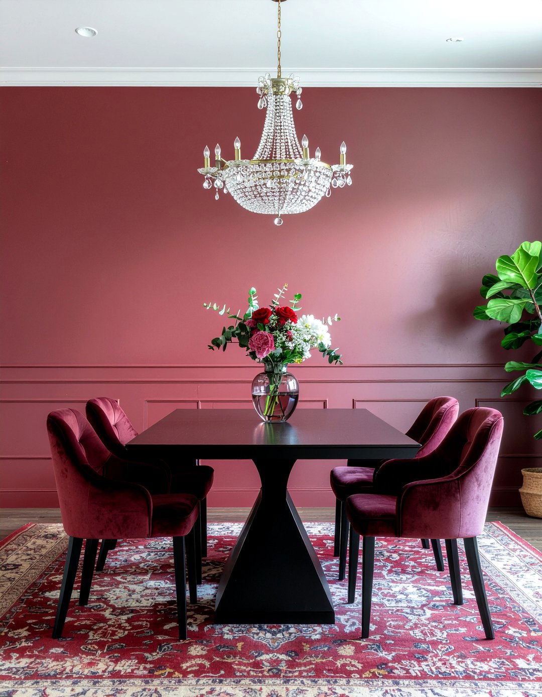 Burgundy Dining Room - 30 dark dining room ideas