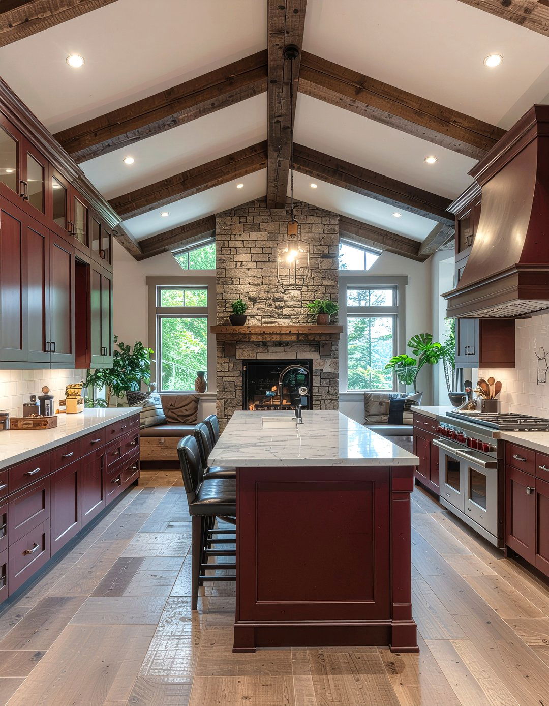 Burgundy Kitchen Ceiling - 30 kitchen painted ceiling ideas