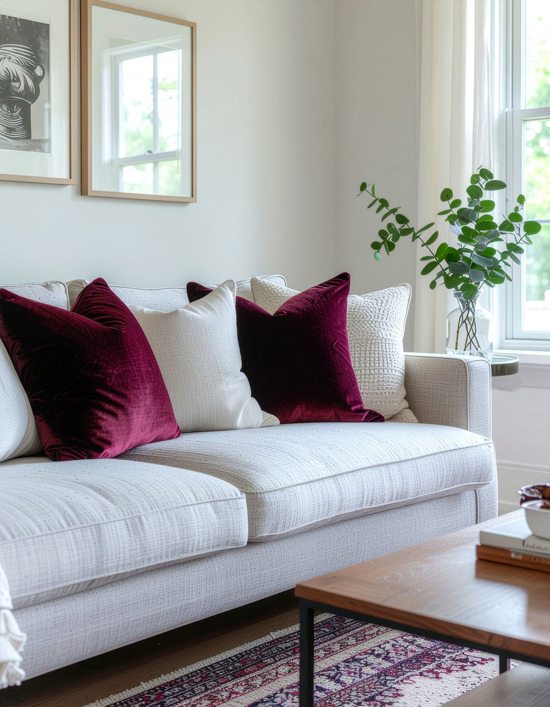 Burgundy Throw Pillows - 30 burgundy living room ideas