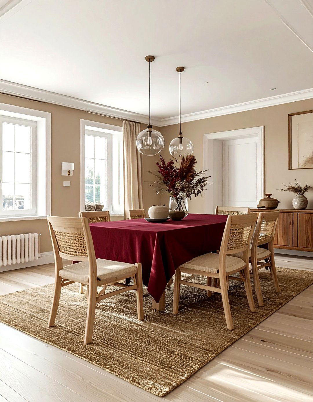 Burgundy and Beige Dining Room - 30 burgundy dining room color schemes
