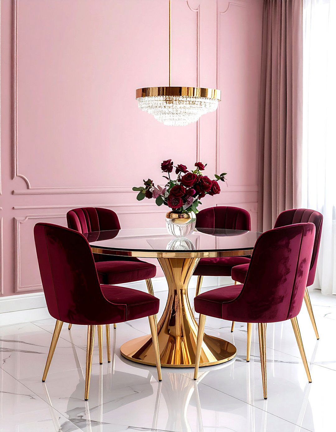 Burgundy and Blush Pink Dining Room - 30 burgundy dining room color schemes