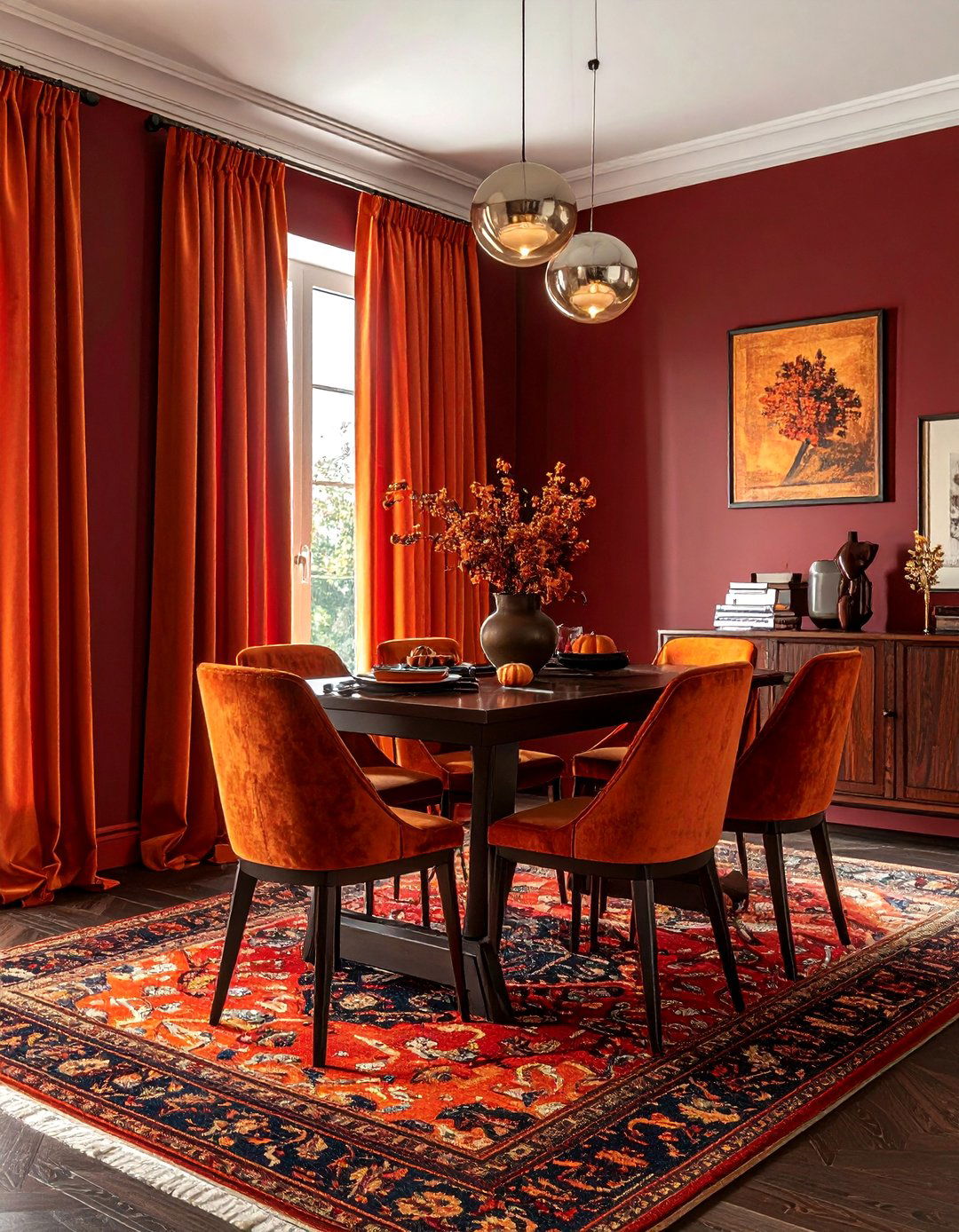 Burgundy and Burnt Orange Dining Room - 30 burgundy dining room color schemes