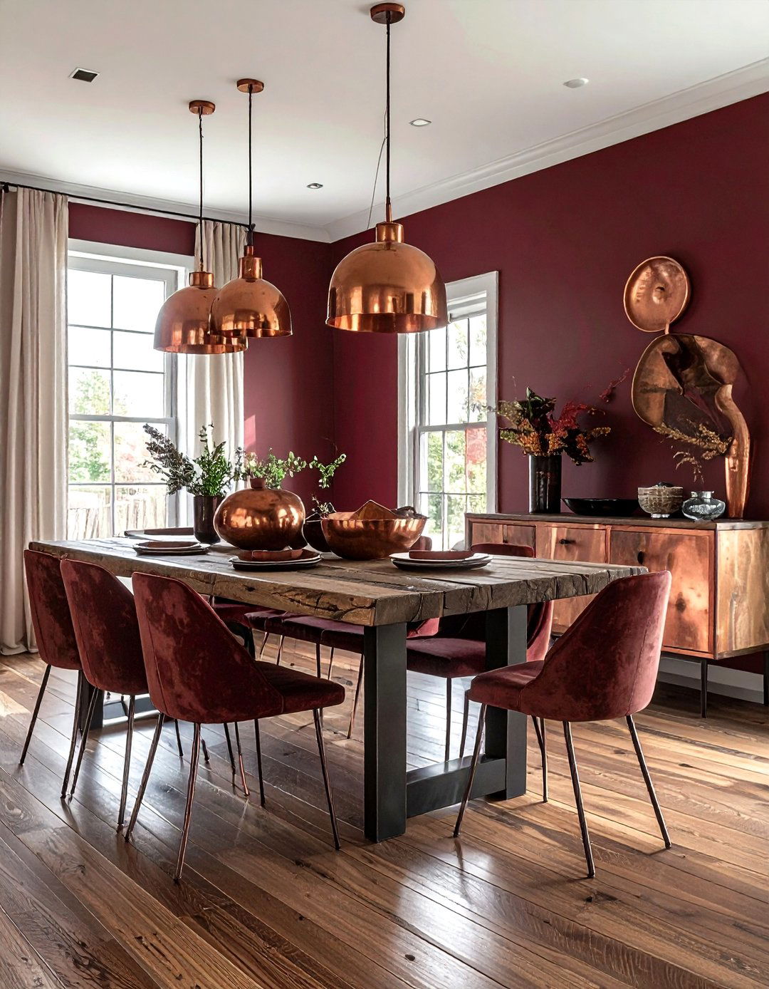 Burgundy and Copper Dining Room - 30 burgundy dining room color schemes