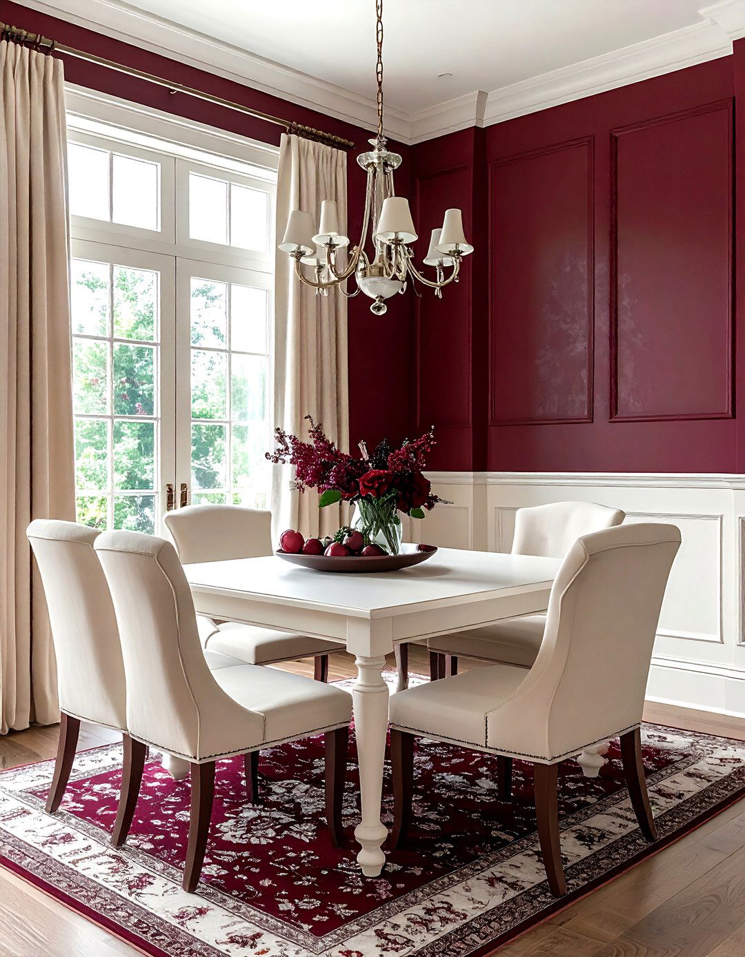 Burgundy and Cream Dining Room - 30 burgundy dining room color schemes