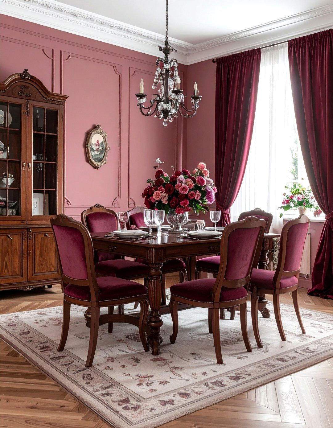 Burgundy and Dusty Rose Dining Room - 30 burgundy dining room color schemes
