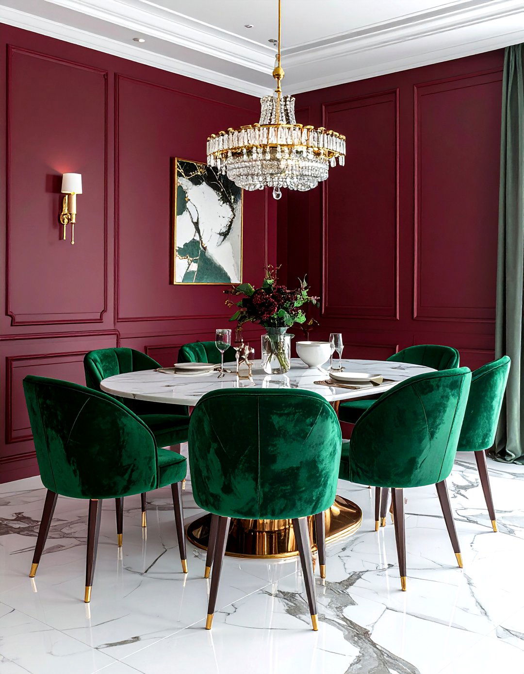 Burgundy and Emerald Green Dining Room - 30 burgundy dining room color schemes