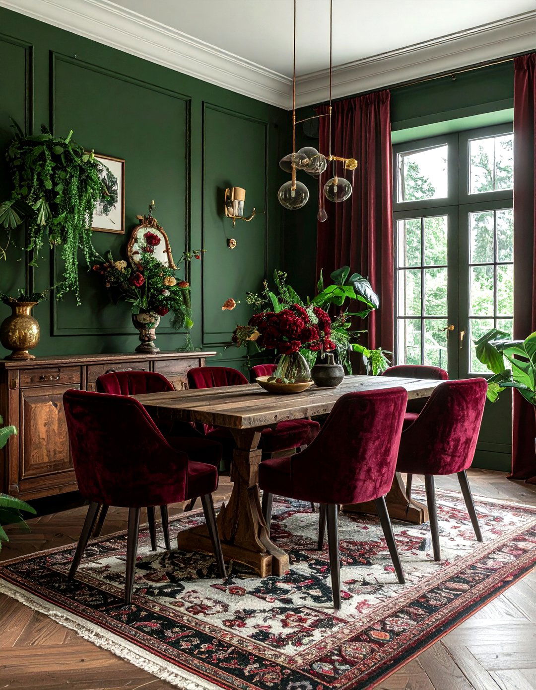 Burgundy and Forest Green Dining Room - 30 burgundy dining room color schemes