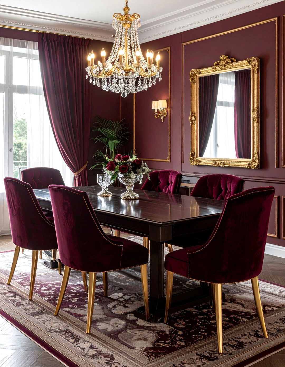 Burgundy and Gold Dining Room - 30 burgundy dining room color schemes