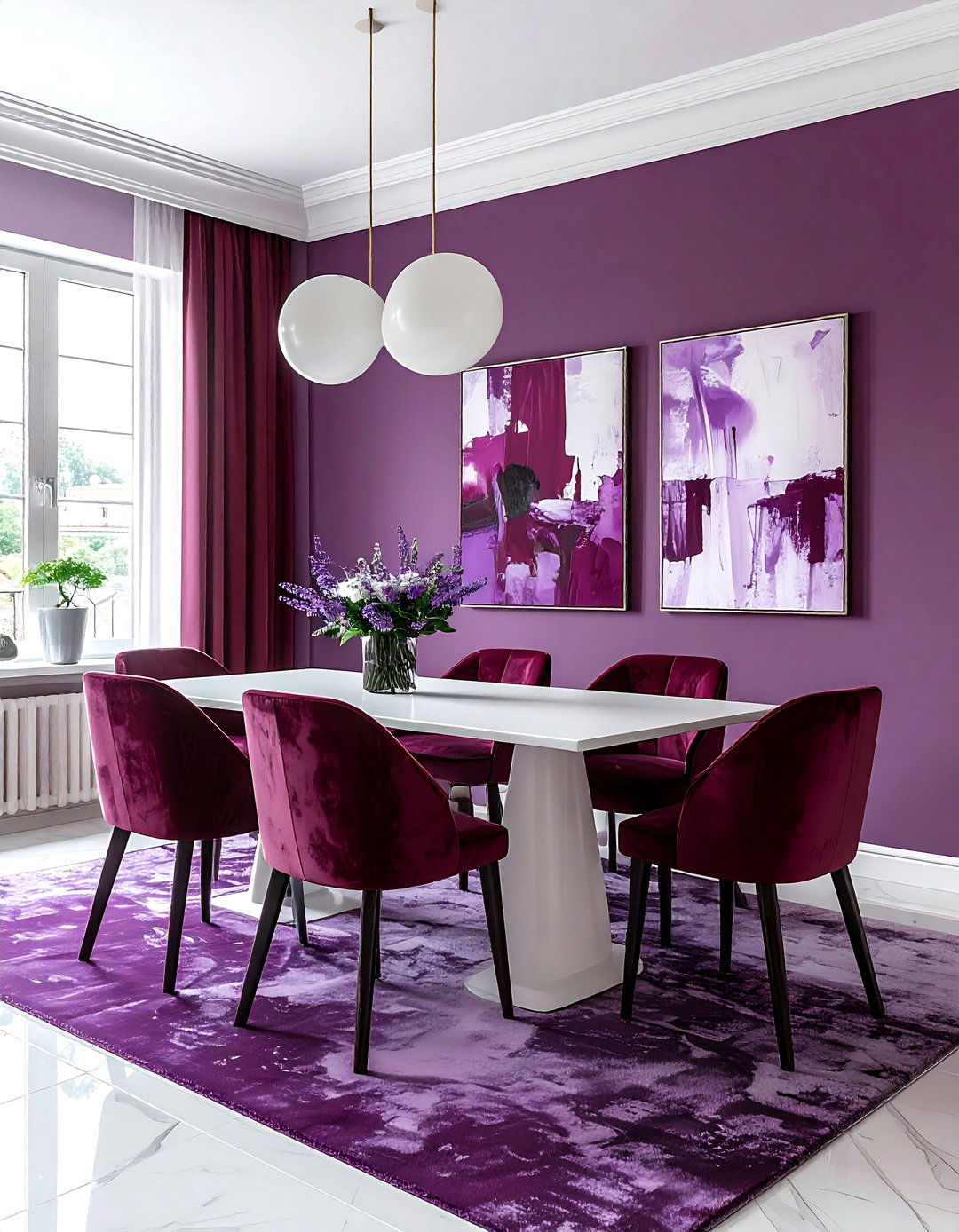 Burgundy and Lavender Dining Room - 30 burgundy dining room color schemes
