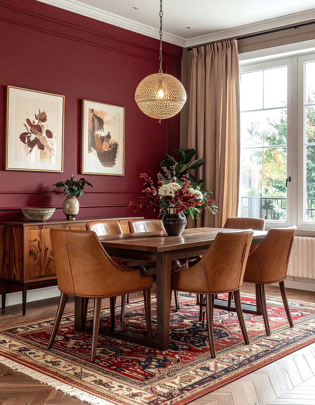 Burgundy and Tan Dining Room - 30 burgundy dining room color schemes