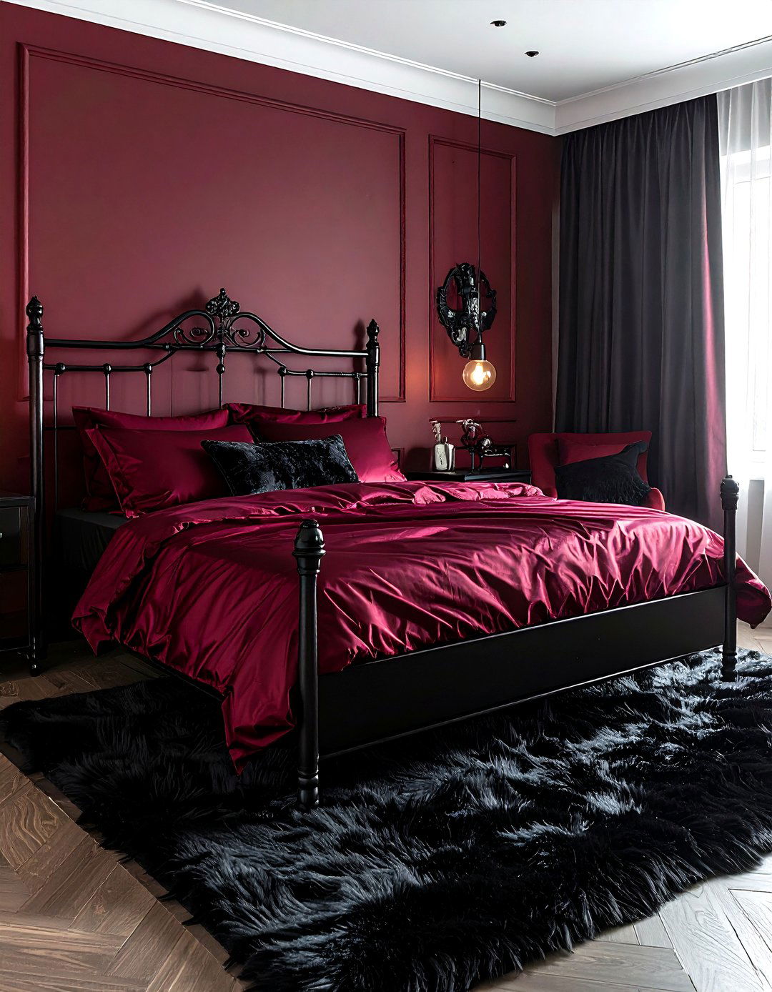 Burgundy and black bedroom - 30 burgundy bedroom color schemes