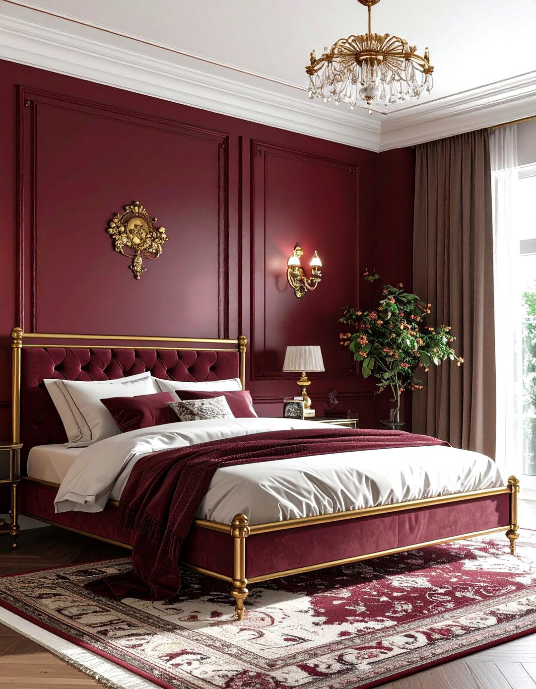 Burgundy and brass bedroom - 30 burgundy bedroom color schemes