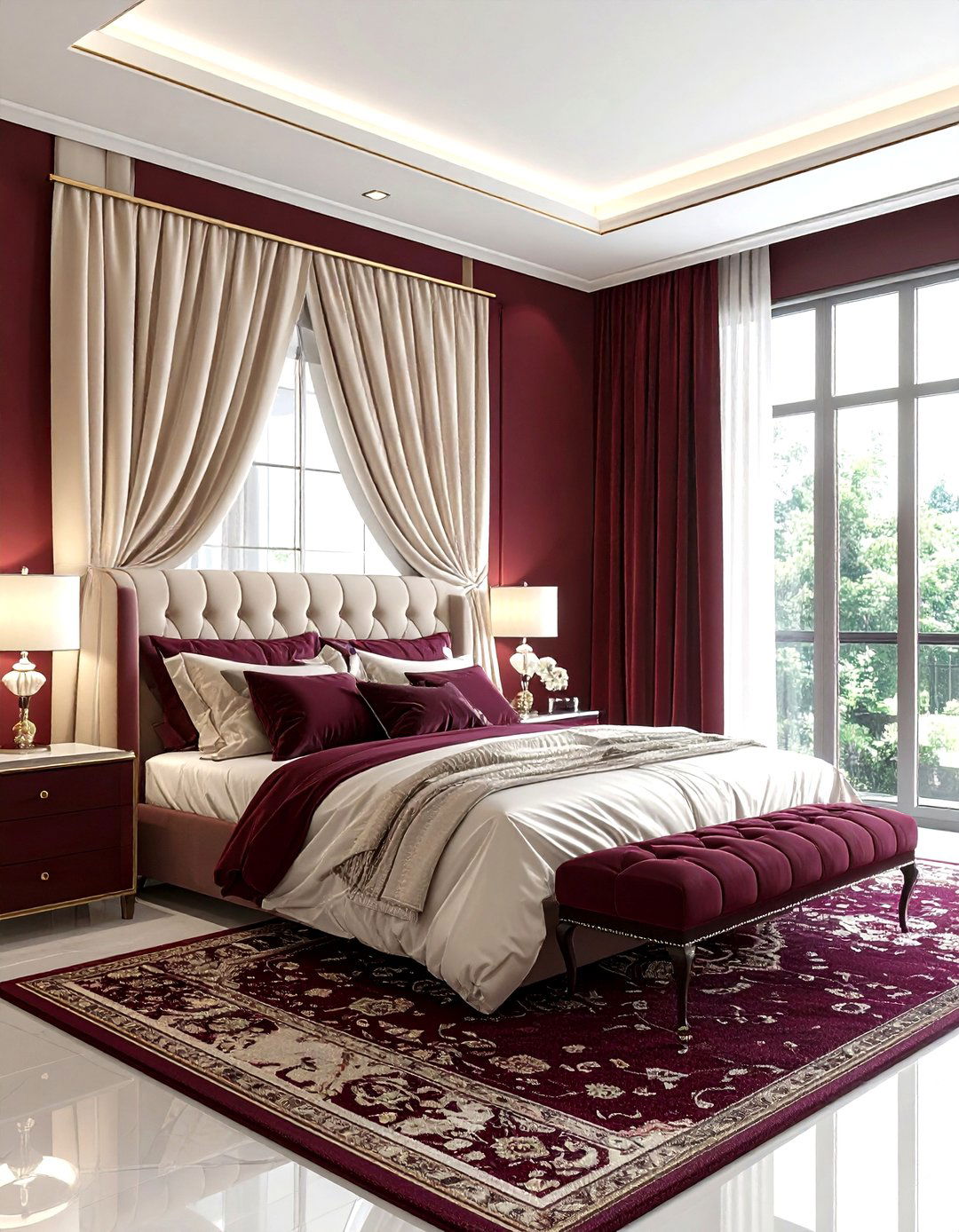 Burgundy and champagne bedroom - 30 burgundy bedroom color schemes