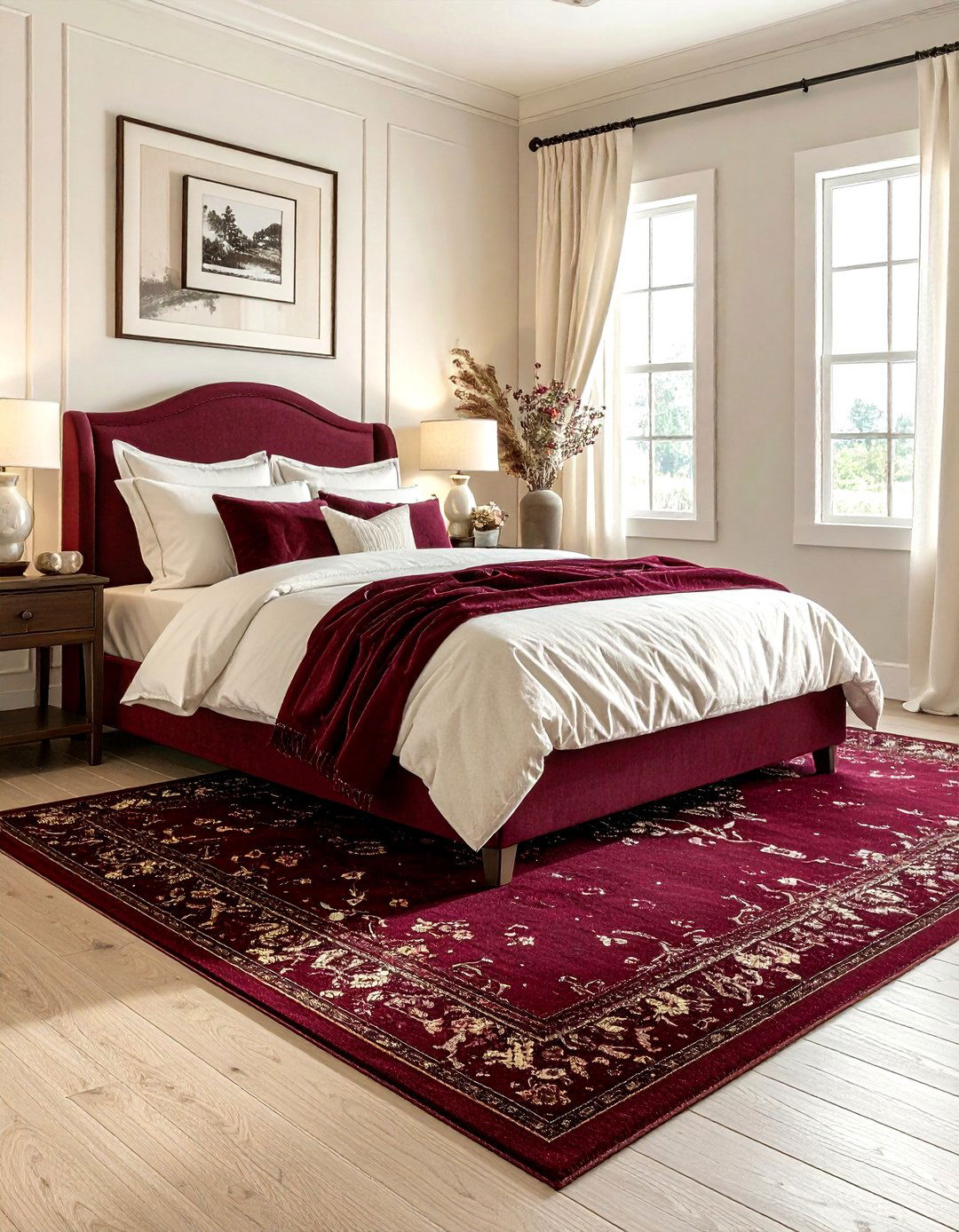 Burgundy and cream bedroom - 30 burgundy bedroom color schemes