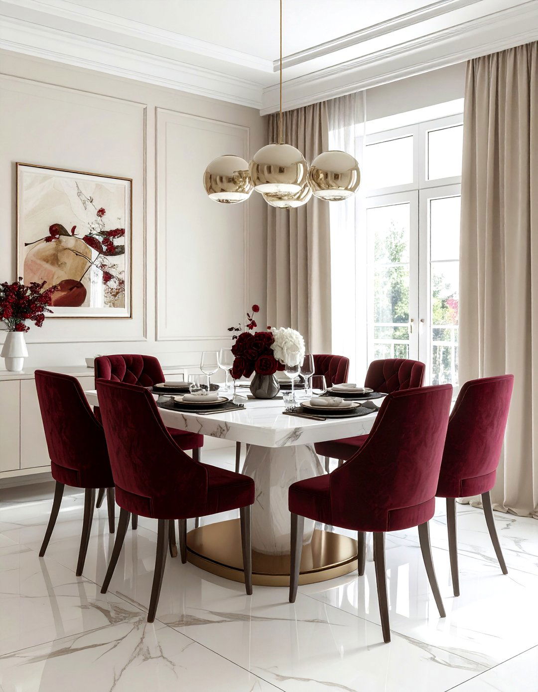 Burgundy and cream dining room - 30 burgundy dining room ideas