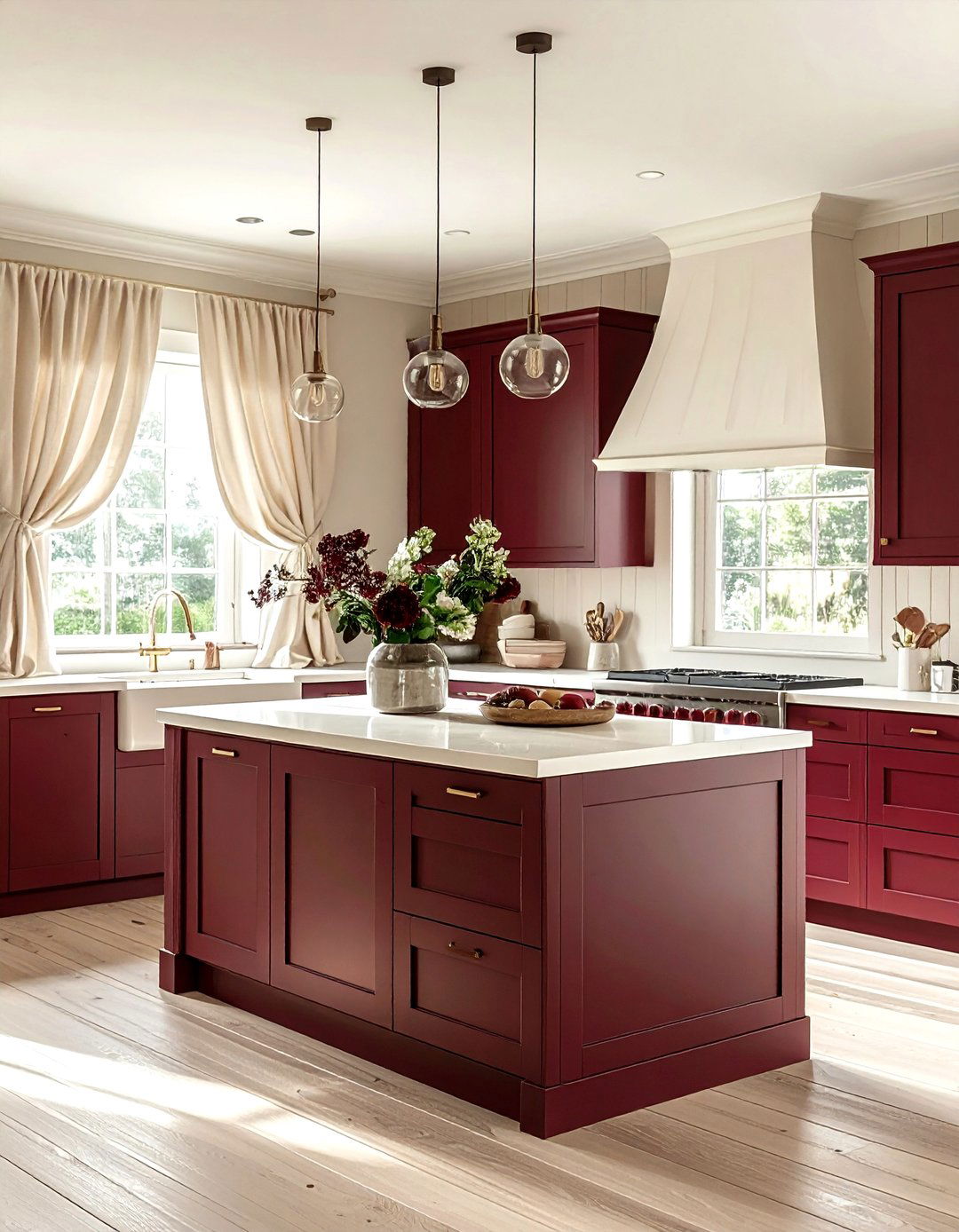 Burgundy and cream kitchen - 30 burgundy kitchen ideas