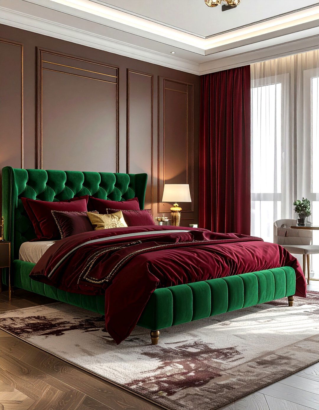 Burgundy and emerald green bedroom - 30 burgundy bedroom color schemes