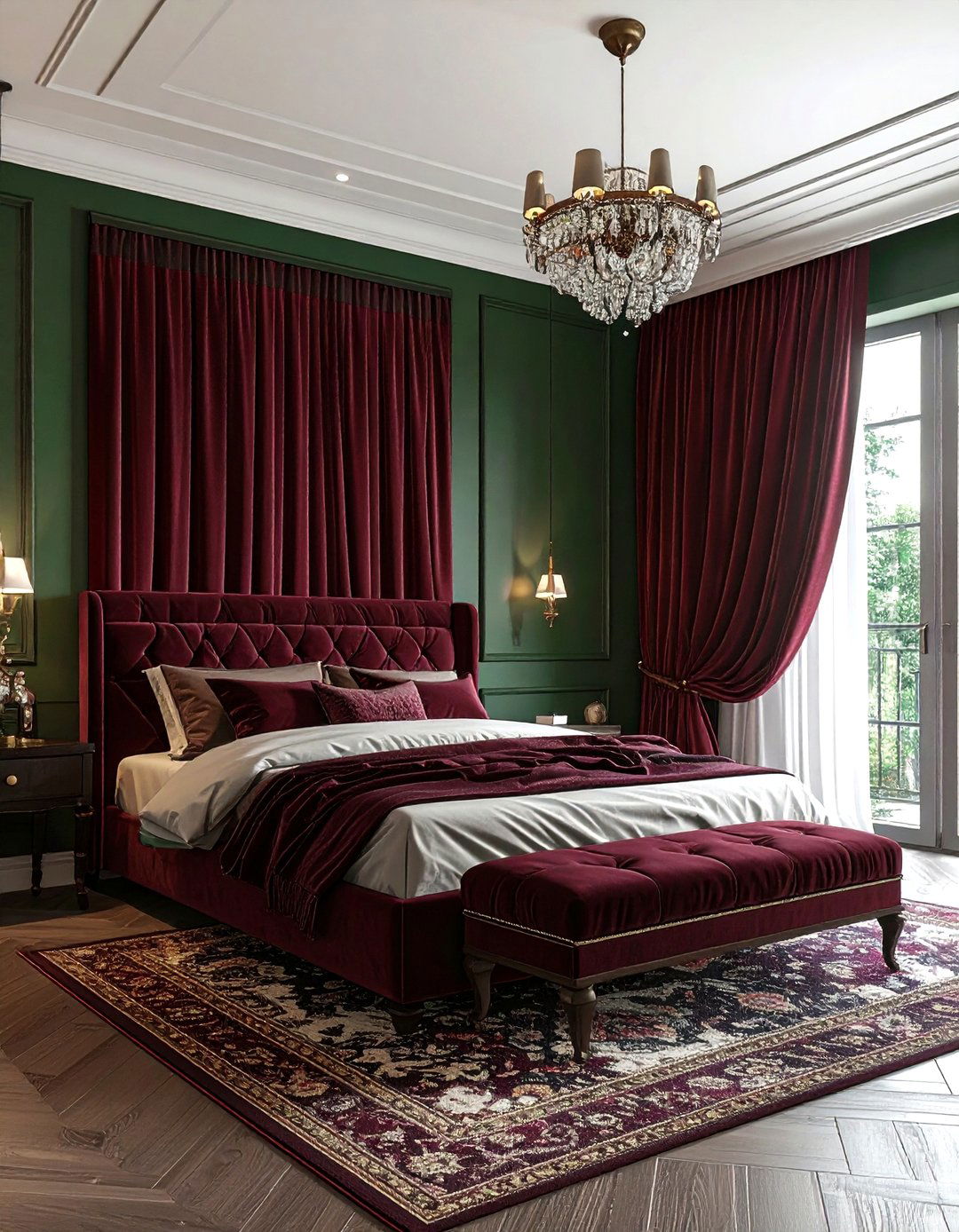 Burgundy and forest green bedroom - 30 burgundy bedroom color schemes