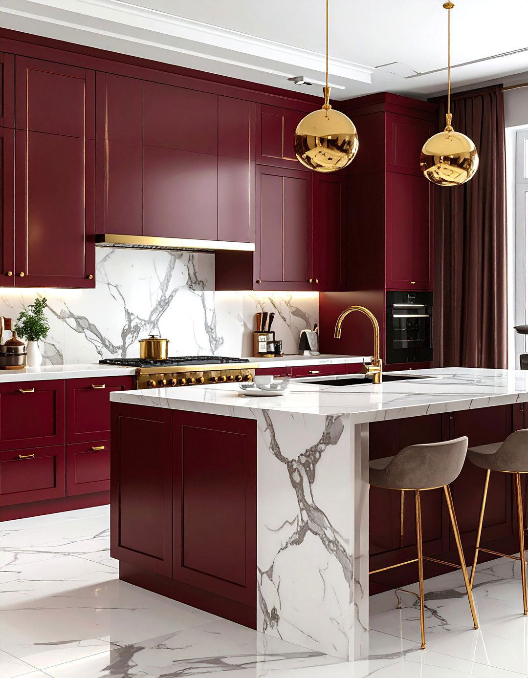 Burgundy and gold kitchen - 30 burgundy kitchen ideas