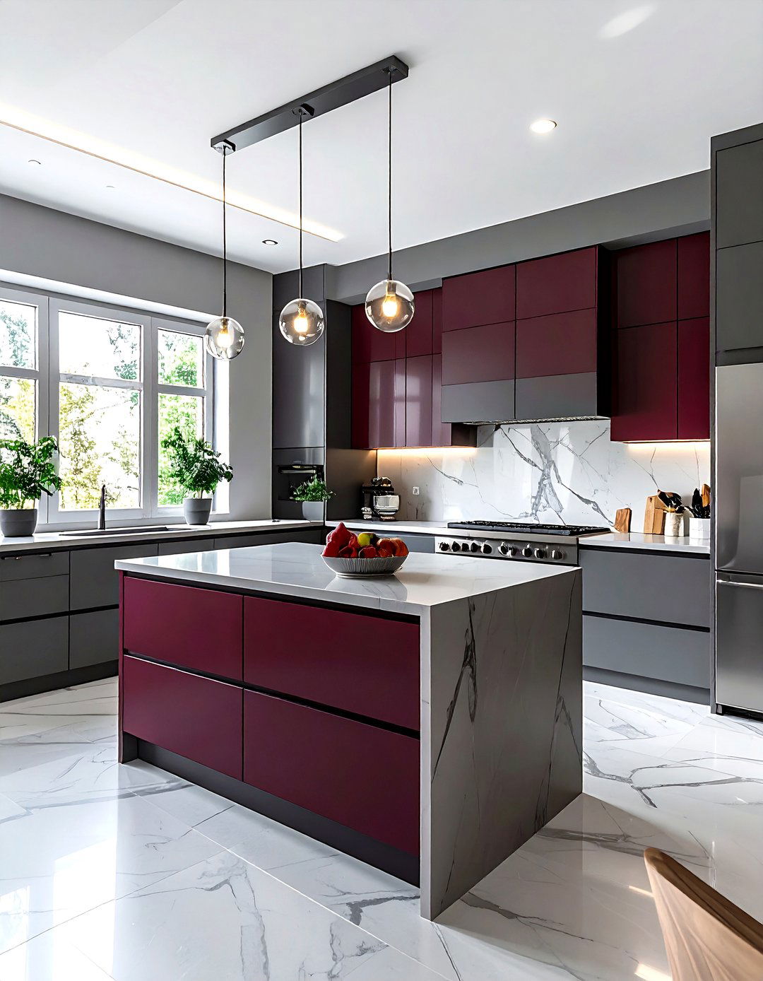 Burgundy and gray kitchen - 30 burgundy kitchen ideas
